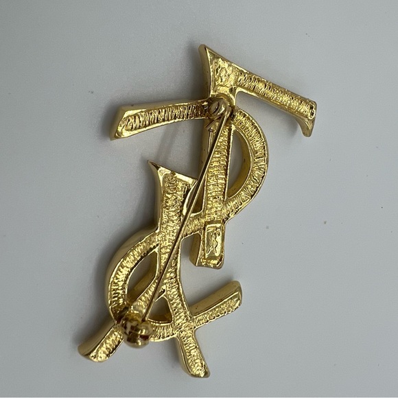Authentic Yves Saint Laurent YSL logoSwarovski crystals brooch - Picture 13 of 17